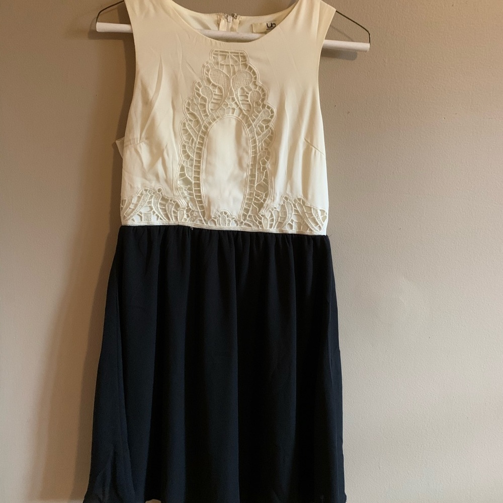 Lace top, chiffon bottom dress